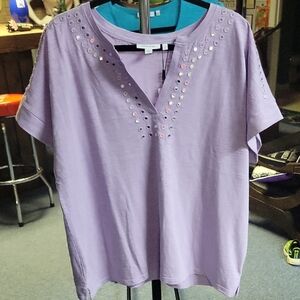 Chico's Lavender Eyelet Women's Blouse